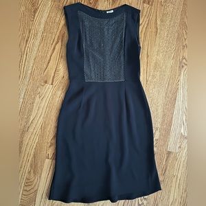 L’Agence Black Dress with nude mesh front.